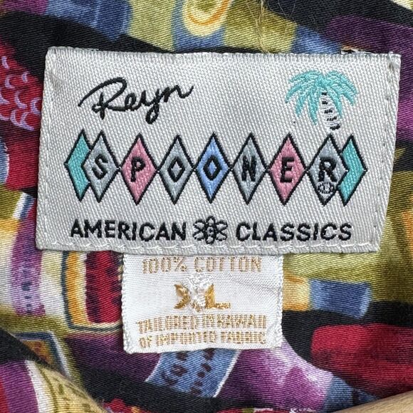 Reyn Spooner Hawaiian Shirt Mens XL Black Wine Bottle Print Tailored in Hawaii - Picture 5 of 10